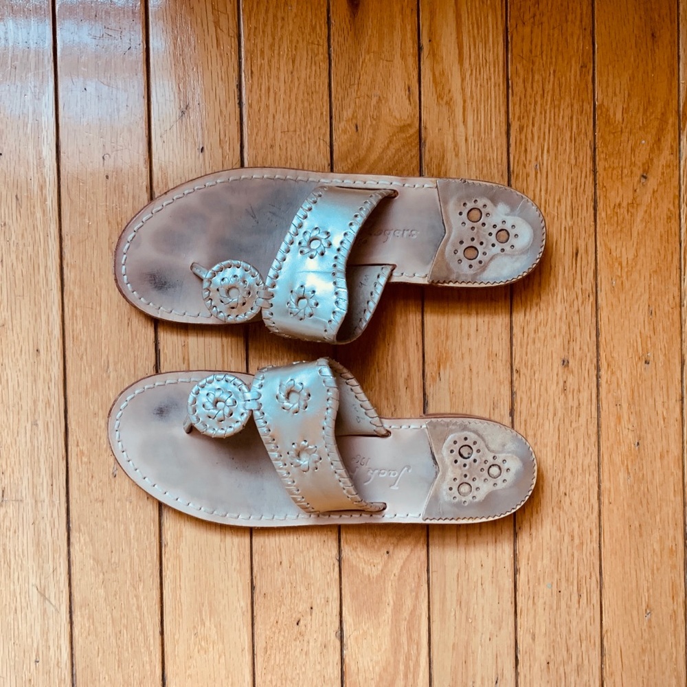 Jack Rogers Flat Sandal, platinum, size 9